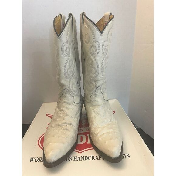 Rudel Other - RARE🔥 RUDEL Ivory Goat Ostrich Cowboy Leather Boots Men's Size 7.5 EEWestern